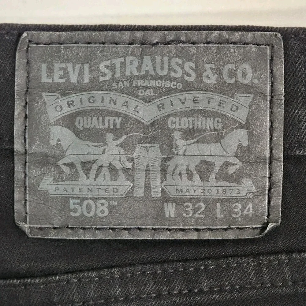 Levi's 508 Jeans Men's 32x34 Regular Taper Fit Black Dark Wash Denim Black Tab